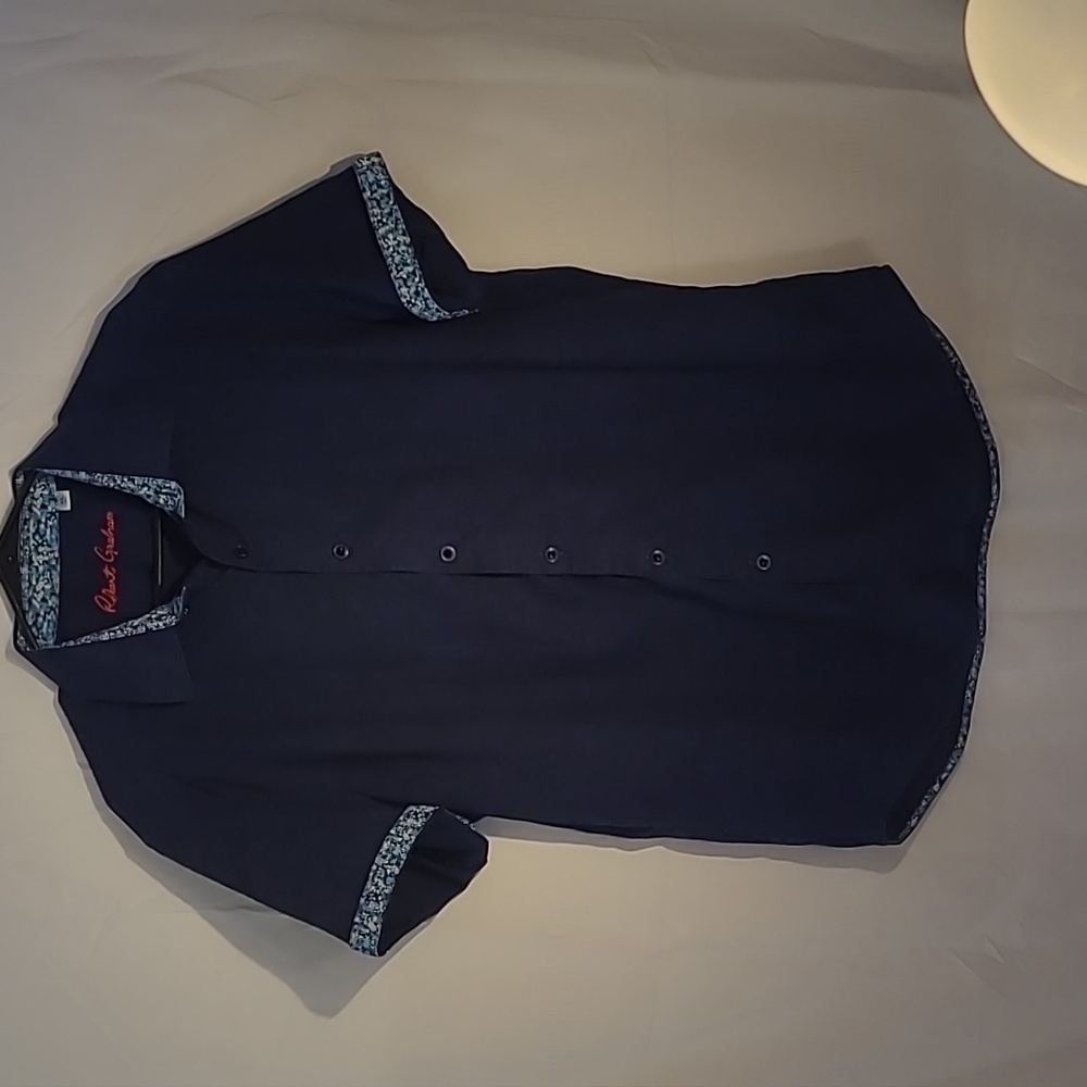 Robert Graham Men's XL Button-Up Short Sleeve Blue Paisley